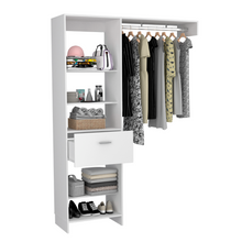 Load image into Gallery viewer, Manchester 150 Closet System, Metal Rod, Five Open Shelves, One Drawer -White