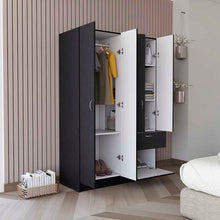 Load image into Gallery viewer, Vaupes Armoire, Double Door Cabinet, One Drawer, Five Interior Shelves, Rod -Black / White