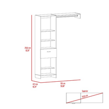 Load image into Gallery viewer, Manchester 150 Closet System, Metal Rod, Five Open Shelves, One Drawer -White