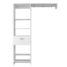 Load image into Gallery viewer, Manchester 150 Closet System, Metal Rod, Five Open Shelves, One Drawer -White