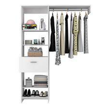 Load image into Gallery viewer, Manchester 150 Closet System, Metal Rod, Five Open Shelves, One Drawer -White