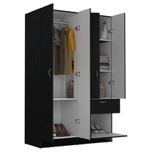 Load image into Gallery viewer, Vaupes Armoire, Double Door Cabinet, One Drawer, Five Interior Shelves, Rod -Black / White
