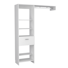 Load image into Gallery viewer, Manchester 150 Closet System, Metal Rod, Five Open Shelves, One Drawer -White