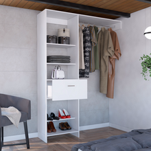 Load image into Gallery viewer, Manchester 150 Closet System, Metal Rod, Five Open Shelves, One Drawer -White