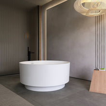Load image into Gallery viewer, 49 inch round shape freestanding solid surface soaking bathtub for bathroom