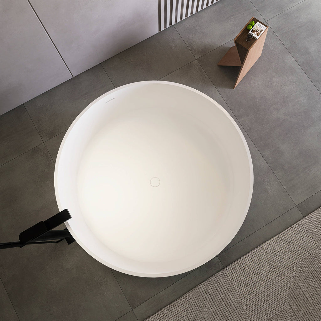 49 inch round shape freestanding solid surface soaking bathtub for bathroom