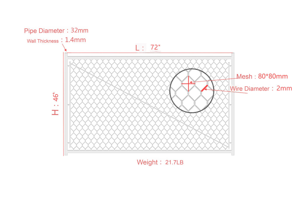 Adjustable 3.8FT Chain Link Walk Gate Kit, Round Corner Frame Design, Heavy-Duty Galvanized Steel Outdoor Fencing Gate, DIY Fit for Garden, Patio, and Pool Decks