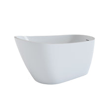 Load image into Gallery viewer, 55" Acrylic Freestanding Bathtub, Deep Soaking Contemporary Stand Alone Bath Tub with Pop-up Drain &amp; Integrated Overflow, Chrome-Finish Drain Cover, Glossy White GF-26A04-55