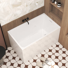 Load image into Gallery viewer, 47" Acrylic Freestanding Bathtub with seat: Spacious rectangle Shape, Gloss White Finish,Invisible Overflow &amp; Chrome Pop-Up Drain Cupc Certificate