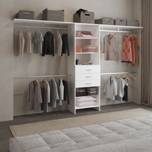 Load image into Gallery viewer, Plego 70"W - 118"W Drawers Closet System, One Drawer,Three Hanging Rods, Five Shelves -Black