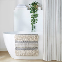 Load image into Gallery viewer, Woven Texture Stripe Bath Rug Grey 22x58"
