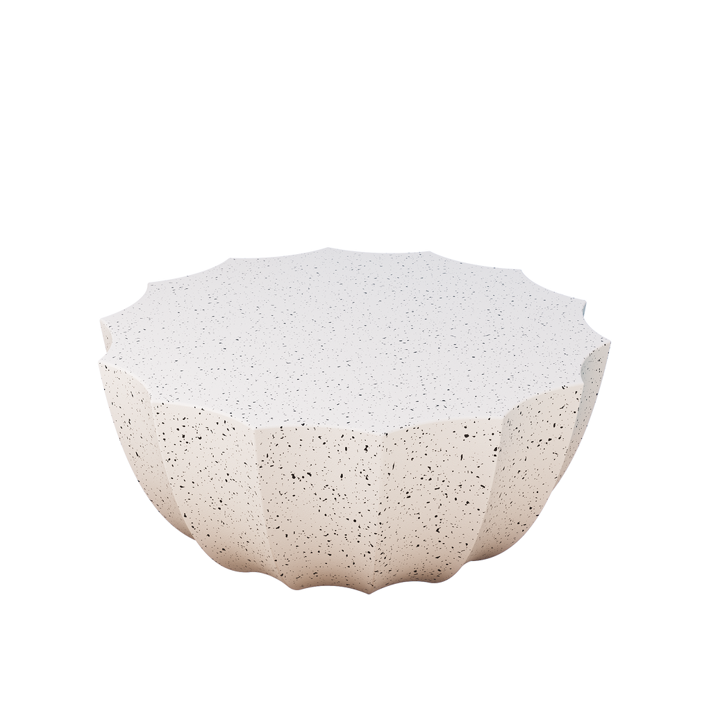 35.43" Modern Outdoor and Indoor Waterproof Coffee Table, Durable MgO Cement Design, Suitable for Terraces, Gardens, Backyards and Living Rooms ( White)
