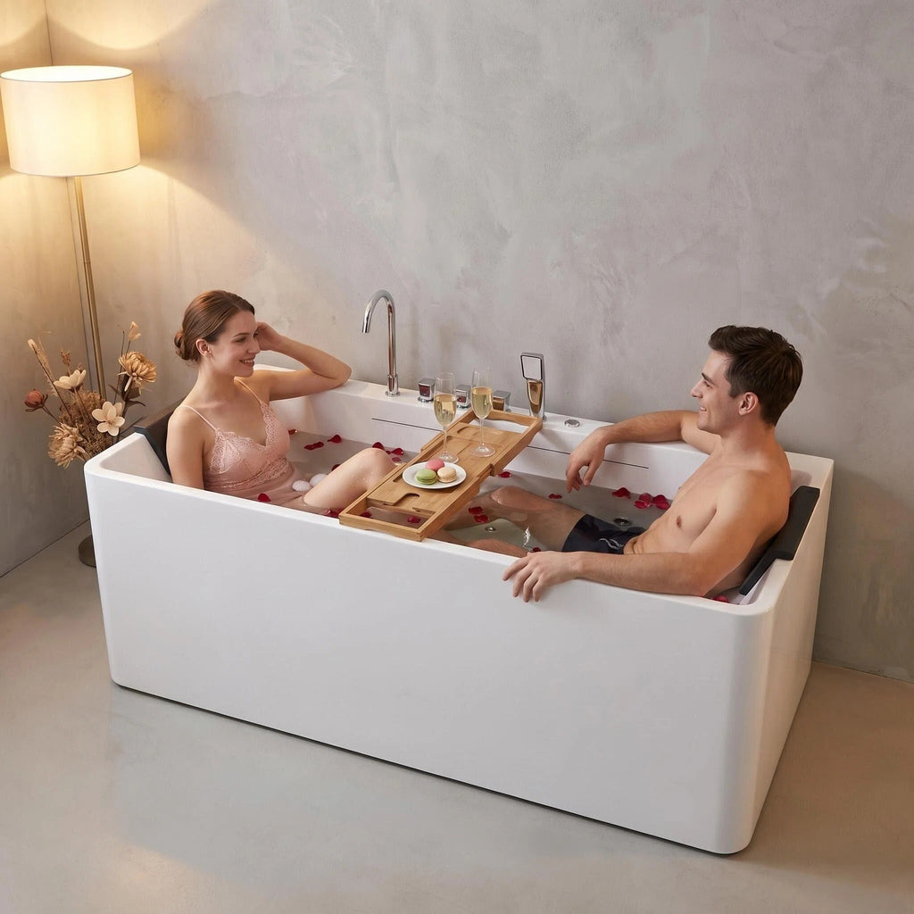 67-inch single-person luxury whirlpool bathtub, equipped with multiple sets of massage nozzles, featuring a dazzling light therapy atmosphere, and certified with precision craftsmanship accessories