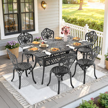 Load image into Gallery viewer, L58.27*W34.65-inch Cast Aluminum Patio Dining Table With Black Frame and Umbrella Hole (same sku: W171084481)