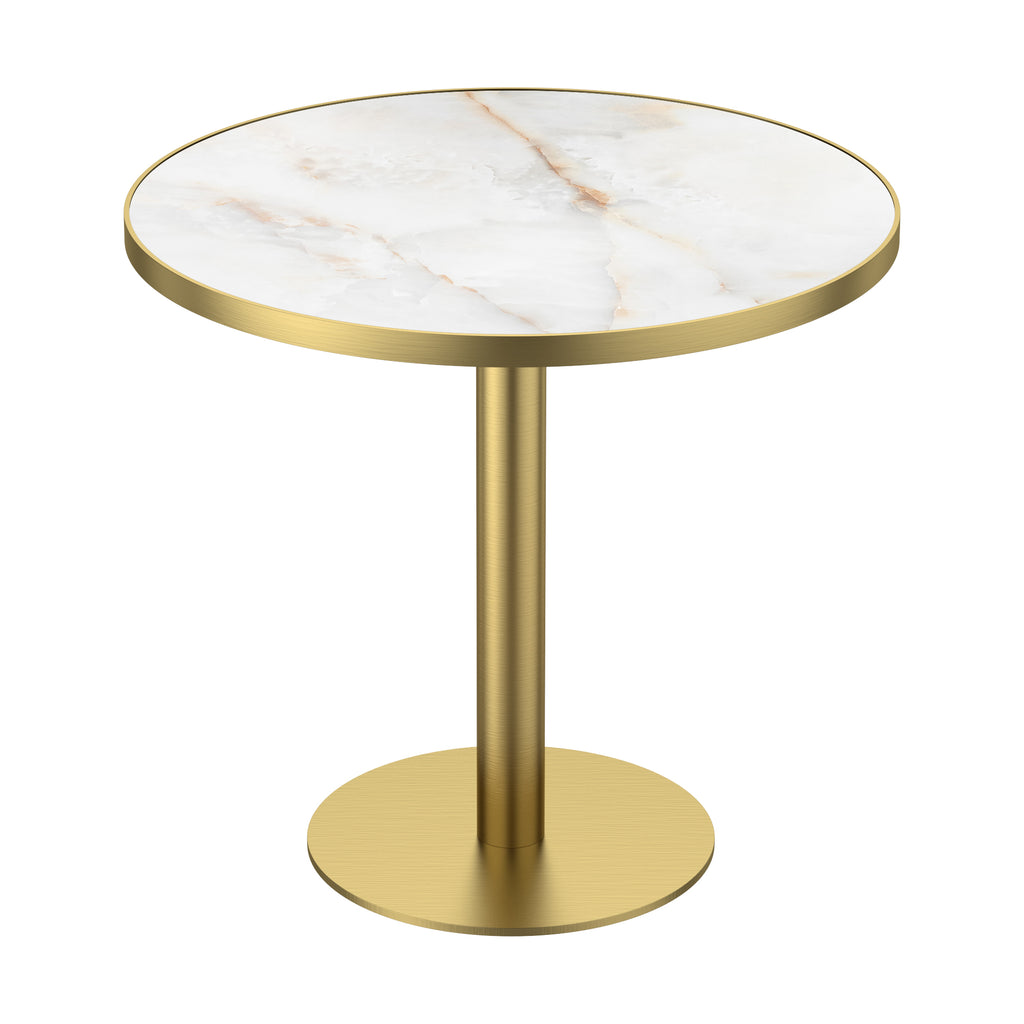 31.5" Round Modern Tulip Dining Table, Sintered Stone Tabletop with Luxury Faux Marble Print, Stainless Steel Bracket Base, Scratch & Wear Resistant, Waterproof Surface, Ideal for Indoor & Outdoor Use