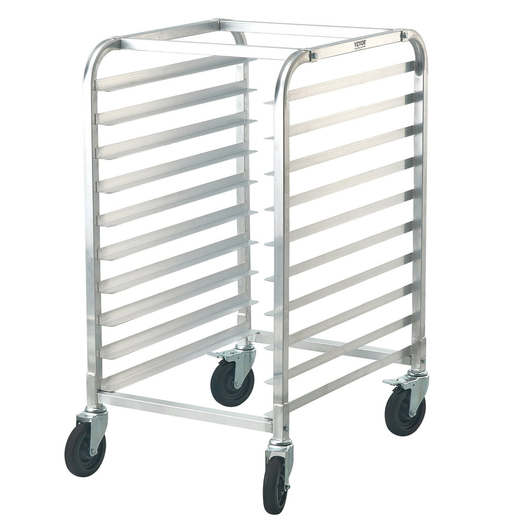 Bun Pan Rack, 10-Tier Commercial Bakery Racks with Brake Wheels, Aluminum Racking Trolley Storage for Half & Full Sheet, Speed Rack For Kitchen Home, Bread Baking Equipment, 26"L x 20.3"W x 39"H