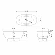 Load image into Gallery viewer, 55 inch freestanding solid surface soaking bathtub for bathroom