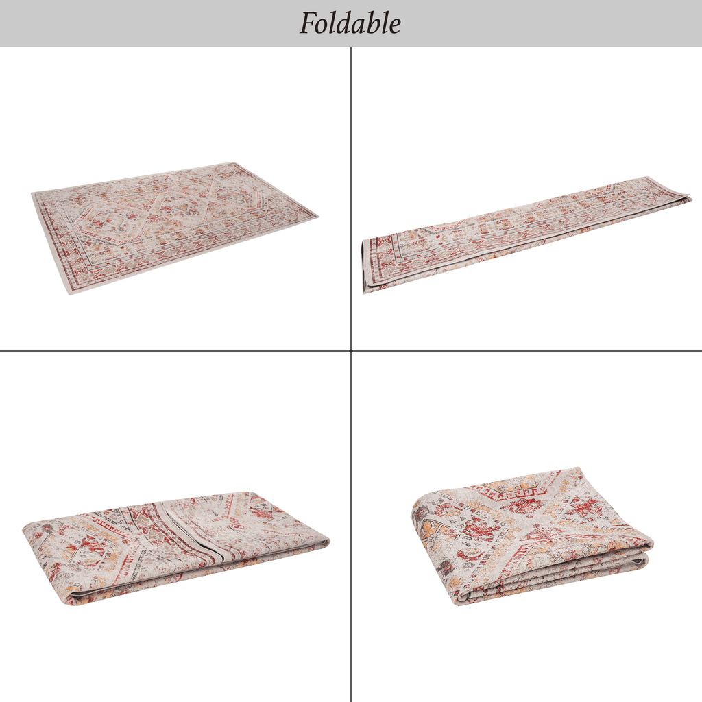MAVAL Beige Washable Rug 2'6'' x 10' Runner Rug (Beige, 2'6'' x 10') Modern, Contemporary, Non-Shedding & Easy to Clean, Ideal for Living Room, Bedroom, Dining Space, 120*30 inch