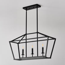 Load image into Gallery viewer, 3-Light Farmhouse Kitchen Island Lighting,5 Light Industrial Linear Chandelier for Dining Room Metal Matte Black Finish Hanging Pendant Light Fixture for Bedroom Living Room Hallway Conference Room