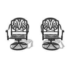 Load image into Gallery viewer, Cast Aluminum Patio Swivel Chair 2PCS With Black Frame and Brown Cushions