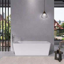 Load image into Gallery viewer, 67 inch freestanding solid surface soaking bathtub for bathroom