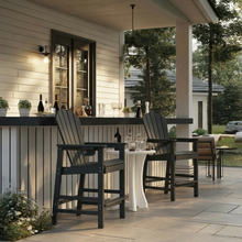 Load image into Gallery viewer, HDPE Bar Height Adirondack Chair with Cup Holder, All-Weather Outdoor Patio Bar Chair with Armrests 1 Piece(BK)