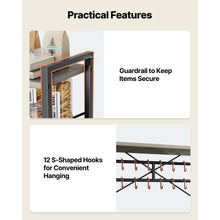 Load image into Gallery viewer, Kitchen Bakers Rack, 23.6 inch Width Bakers Rack, Kitchen Stand with X-Shaped Support Bar, 12 S-Shaped Hooks, Double-Layer Top Shelf, Coffee Bar Stand for Dishes &amp; Bowls, Spice Bottles