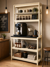 Load image into Gallery viewer, 31.5" White and Black color 5-Tier Bakers Rack for Kitchen with Storage, Coffee Bar, Kitchen Shelves,  Microwave Stand