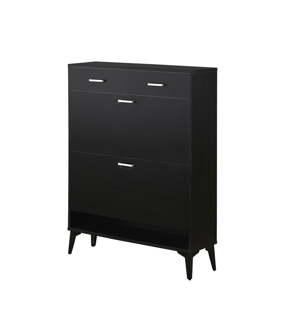 Large size Shoe Cabinet,Free Standing Tipping Bucket Shoe Rack Organizer with 2 Flip Drawers&2 Drawer,Modern Tipping Bucket for Entryway,Hallway,Bedroom-black