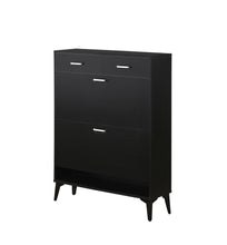Load image into Gallery viewer, Large size Shoe Cabinet,Free Standing Tipping Bucket Shoe Rack Organizer with 2 Flip Drawers&amp;2 Drawer,Modern Tipping Bucket for Entryway,Hallway,Bedroom-black