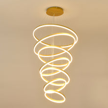 Load image into Gallery viewer, Modern Gold Led Chandelier 3 Rings Gold Dimmable  LED Chandeliers Light Fixture for Kitchen Island Height Adjustable Chandelier Led Pendant Light for Dining Room Bedroom Living Room