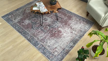 Load image into Gallery viewer, MAVAL Burgundy Washable Rug 2'6'' x 10' Runner Rug (Burgundy, 2'6'' x 10') Modern, Contemporary, Non-Shedding &amp; Easy to Clean, Ideal for Living Room, Bedroom, Dining Space, 120*30 inch