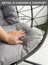 Load image into Gallery viewer, Double Hanging Egg Chair wth Stand, Patio Hammock Swing Chair with Cushion Loveseat for Bedroom, Balcony, Garden, Indoor, Outdoor,(Grey)