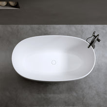 Load image into Gallery viewer, 47'' Independent solid surface resin stone bathtub, a modern designed independent bathtub with pop-up drainage and overflow pipes, suitable for small households