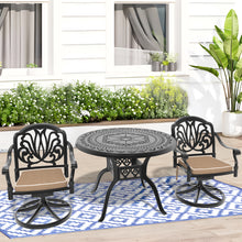 Load image into Gallery viewer, Ø39.37-inch Cast Aluminum Patio Dining Table With Black Frame and Umbrella Hole (same sku: W171084477)