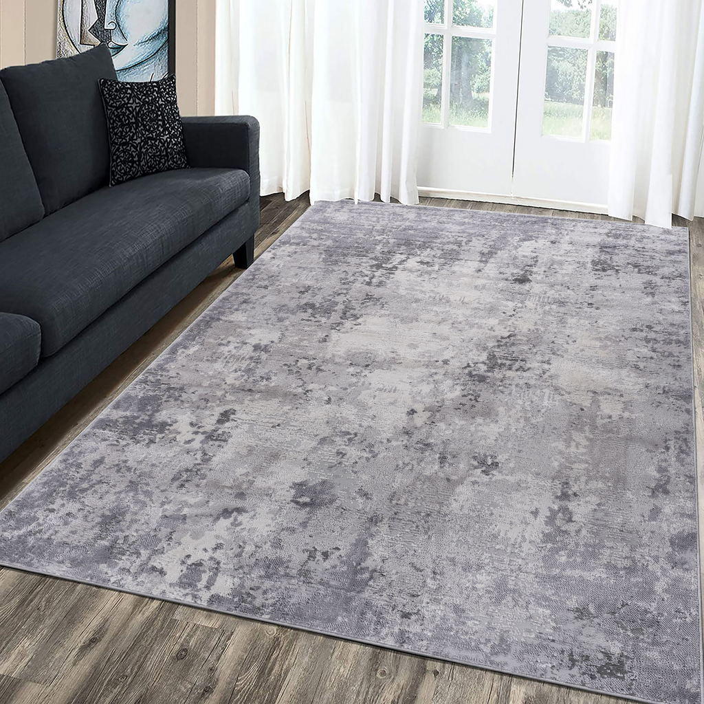 MARFI Collection 2.2X8. Light Grey / Abstract Runner Rug Modern, Contemporary, Non-Shedding & Easy to Clean, Ideal for Living Room, Bedroom, Dining Space, 96*26 inch