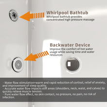 Load image into Gallery viewer, 67" Rectangle Linear Acrylic Massage Whirlpool Bathtub Freestanding Bathtub Stand Alone Soaker Tub, Glossy White Acrylic, POP-UP Chrome Drain, cUPC Certified