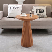 Load image into Gallery viewer, Light Coffee Magnesium Oxide Fluted Base Side Table, 17.72" Diameter Round Accent Table
