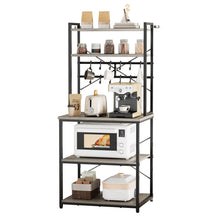 Load image into Gallery viewer, Kitchen Bakers Rack, 23.6 inch Width Bakers Rack, Kitchen Stand with X-Shaped Support Bar, 12 S-Shaped Hooks, Double-Layer Top Shelf, Coffee Bar Stand for Dishes &amp; Bowls, Spice Bottles
