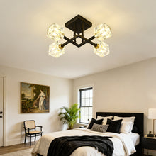 Load image into Gallery viewer, Modern Luxurious Crystal Ceiling Light, 4 Lights (BO INCLUDED Bulb) Modern Crystal Ceiling Light for Dining Room, Pendant Lamp Ceiling Lighting for Living Bedroom Hall Balcony --Matte Black