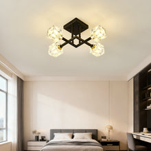Load image into Gallery viewer, Modern Luxurious Crystal Ceiling Light, 4 Lights (BO INCLUDED Bulb) Modern Crystal Ceiling Light for Dining Room, Pendant Lamp Ceiling Lighting for Living Bedroom Hall Balcony --Matte Black