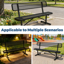 Load image into Gallery viewer, 4FT Heavy-Duty Outdoor Metal Park Bench with Backrest, All-Weather Steel Portable Seating, Rust-Proof Commercial Bench for Garden, Patio, Yard, Deck, Parks &amp; Shopping Malls