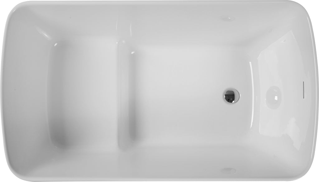 49'' x 28'' Acrylic Freestanding Soaking Bathtub, Square-shape Japanese Soaking Hot Tub, Sit-In Design with Chrome Overflow and Drain, Available for Express Delivery, Glossy Black 23AMA-49B