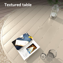 Load image into Gallery viewer, Outdoor Round Patio Dining Table for 6-7, All Weather Metal Dining Table with Umbrella Hole for Deck Lawn Garden Backyard, Sandstone Color