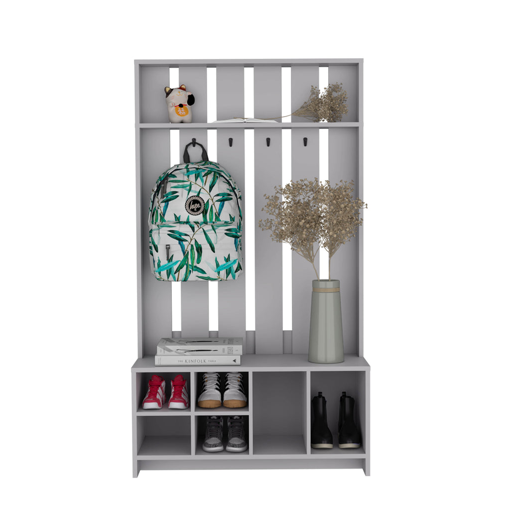 Tulcan 38" Wide Hall Tree with Bench and Shoe Storage, Entryway  Bench with Coat Rack