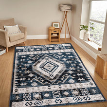 Load image into Gallery viewer, Area Rug 6x9 Vintage Bohemia Large Persian Non-slip Washable Rug For Living Room Kitchen Bedroom Living Room Geometry Blue/Black