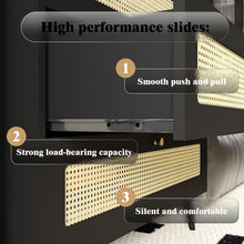 Load image into Gallery viewer, 4 Drawer Dresser, Modern Rattan Dresser Chest with Wide Drawers and Metal Handles, Farmhouse Wood Storage Chest of Drawers for Bedroom, Living Room, Hallway, Entryway