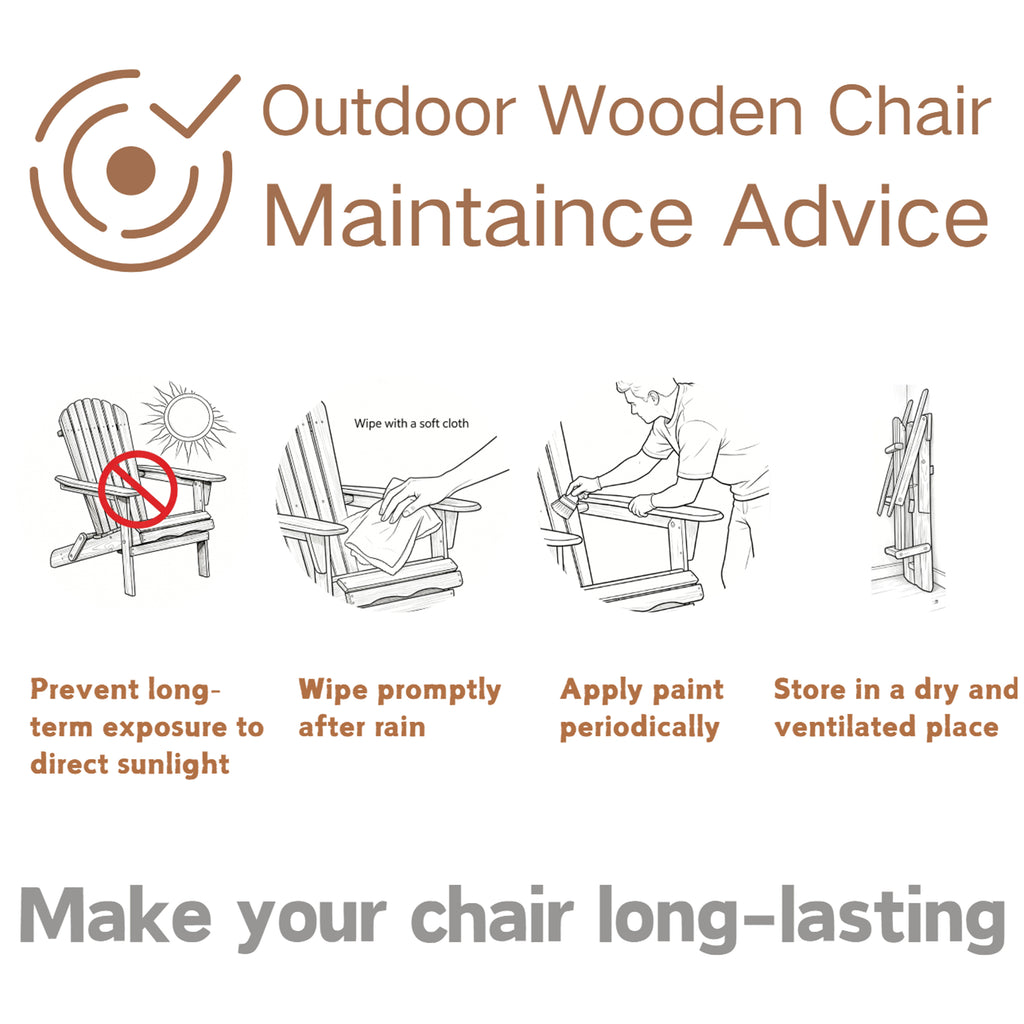 Oversize Wooden Outdoor Folding Adirondack Chair with Pre-Assembled BackRest & SeatBoard, Wood Patio Chair for Garden Backyard Porch Pool Deck Firepit