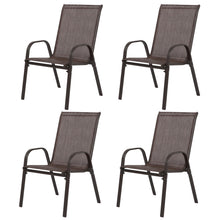 Load image into Gallery viewer, 4 Piece Patio Chairs, Outdoor Camping Chairs with Breathable Textilene Fabric, Set of 4 Garden Chairs with Armrest High Backrest for Garden Patio Pool Beach Yard Space Saving ( Grey)