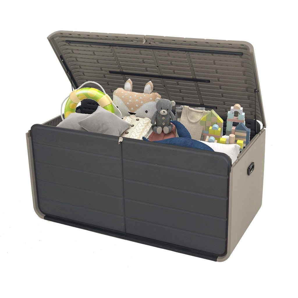 200 Gallon Outdoor Storage Deck Box Waterproof, Large Patio Storage Bin for Outside Cushions, Throw Pillows, Garden Tools, Lockable (Dark Brown)